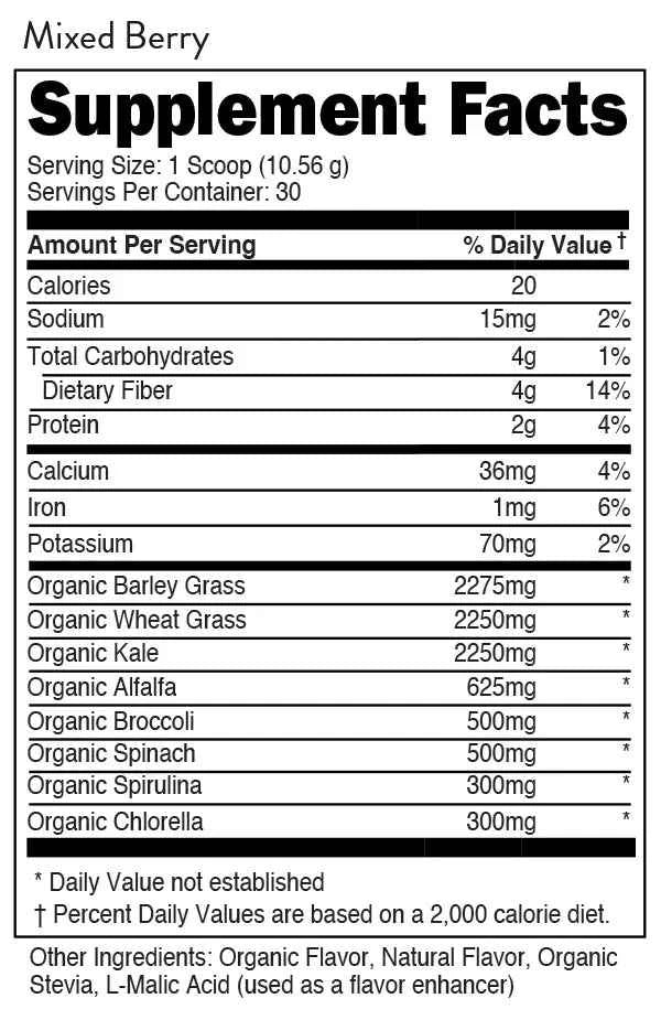 Bucked Up Greens Mixed Berry - Nutrient-Packed Superfood Supplement