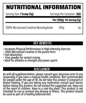 Micronised Creatine Monohydrate 250g & 500g - Chemical Warfare Nutrition